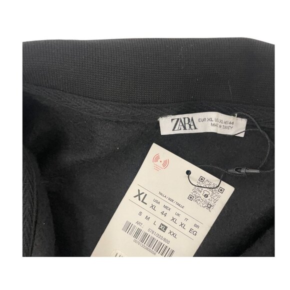 Zara Mens Sweatshirt XL Black Quarter Zip Pullover Athletic 0761/333 NWT - Picture 7 of 16